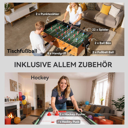 5-in-1 Game Table, Foosball, Hockey, Tennis, Walnut