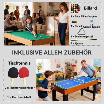 5-in-1 Game Table, Foosball, Hockey, Tennis, Walnut