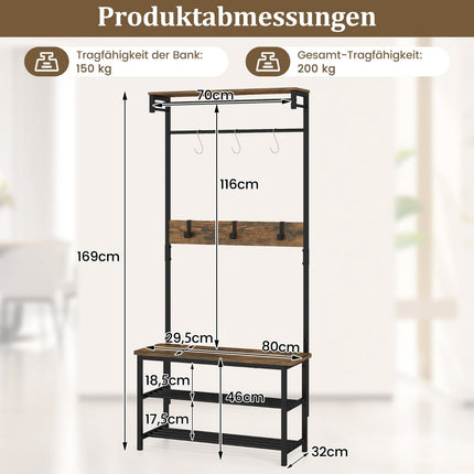 5-in-1 Hallway Organizer with Bench & Shoe Storage