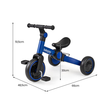 5-in-1 Kids Balance Bike with Adjustable Handlebar, Blue