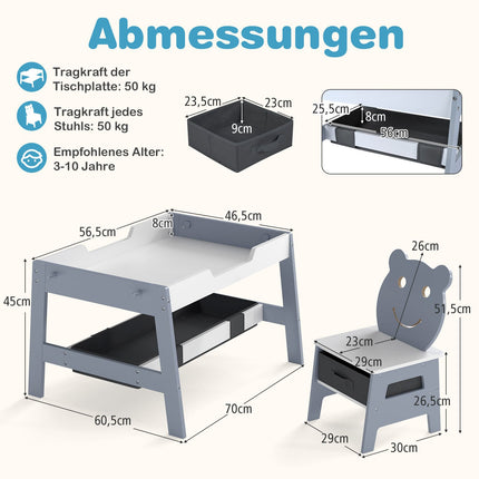 5-in-1 Kids Table Set with Chairs, Chalkboard & Storage