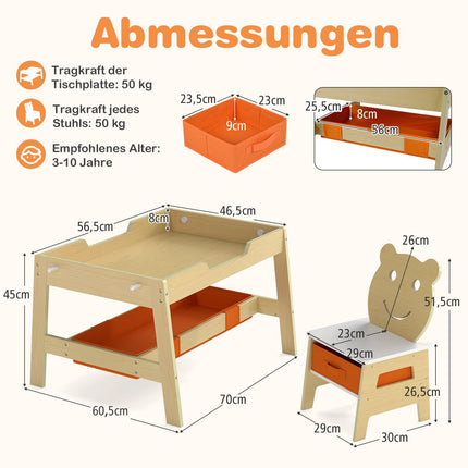 5-in-1 Kids Table Set with Chalkboard & Storage