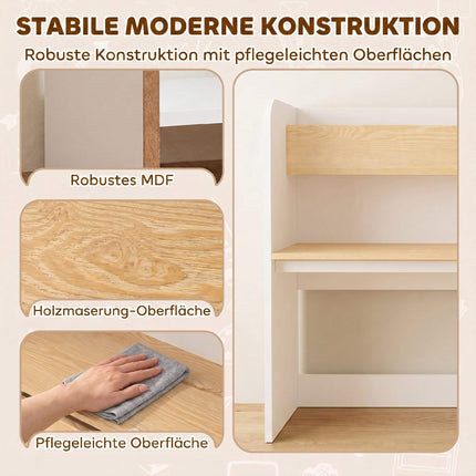 5-in-1 Kids Table Set with Storage and Bookshelf
