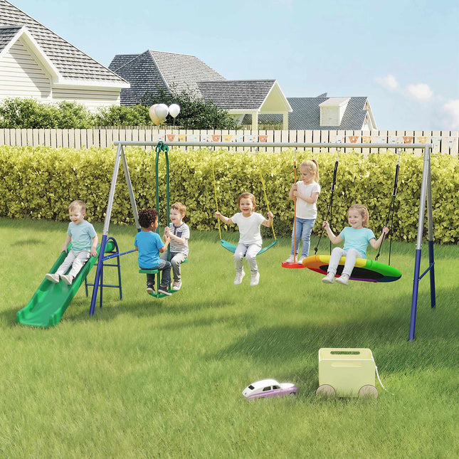 5-in-1 Outdoor Playset with Slide & Swings for Kids
