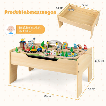 5-in-1 Wooden Train Table Set with Reversible Board