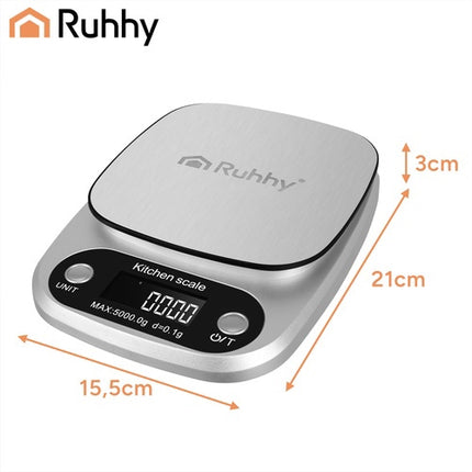 5kg Electronic Kitchen Scale, Stainless Steel, Tare Function