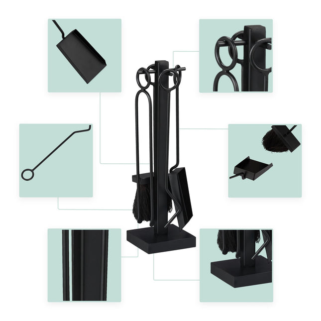 5-piece black fireplace set