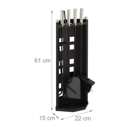 5-piece fireplace set in black