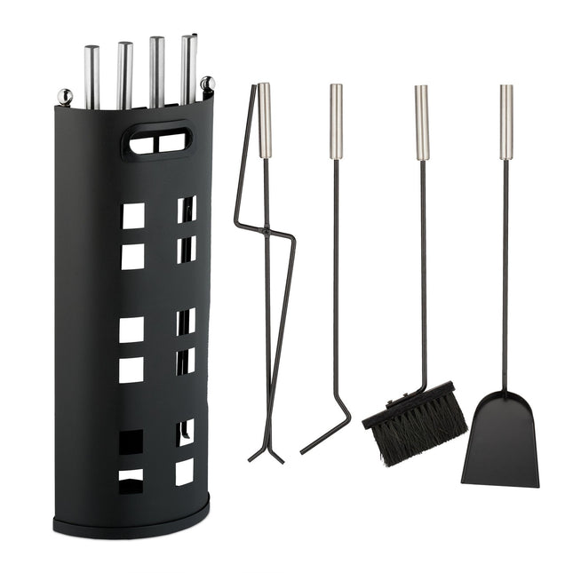 5-piece fireplace set in black