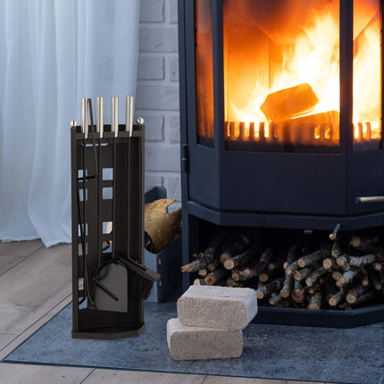 5-piece fireplace set in black