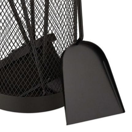 5-piece fireplace set in black bucket