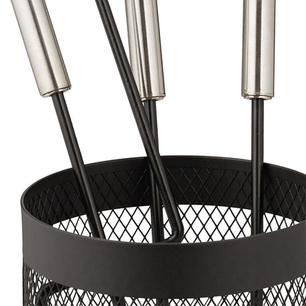 5-piece fireplace set in black bucket