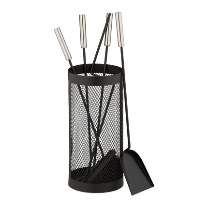 5-piece fireplace set in black bucket