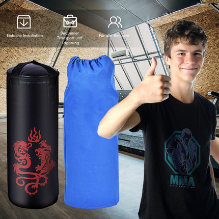 5-piece punching bag set for children with boxing gloves, skipping rope, carry bag, ceiling hook, hanging boxing equipment, black