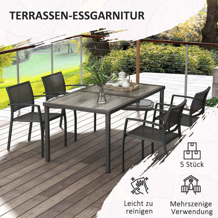 5-piece patio seating area - Dark gray Mesh chairs and table
