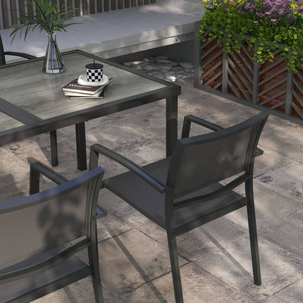 5-piece patio seating area - Dark gray Mesh chairs and table
