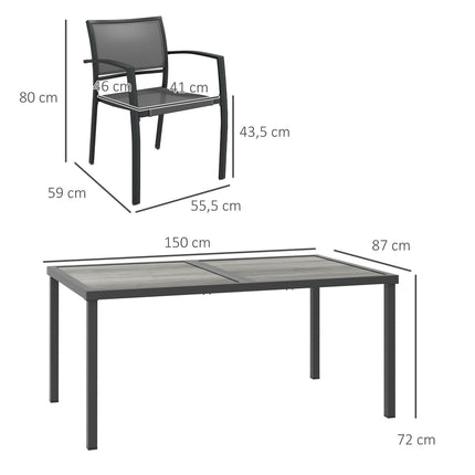 5-piece patio seating area - Dark gray Mesh chairs and table