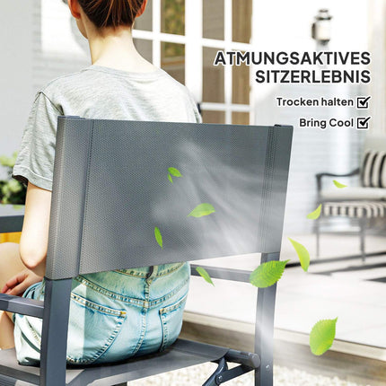 5-piece dining room set in steel with folding chairs, grey