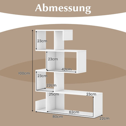 5 tier bookcase geometric storage shelf with open compartments 80 x 22 x 100 cm white