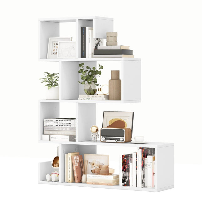 5 tier bookcase geometric storage shelf with open compartments 80 x 22 x 100 cm white
