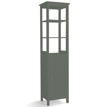 5-tier tall cabinet, slim freestanding bathroom cabinet with adjustable shelves, grey, 40 x 32 x 161.5 cm