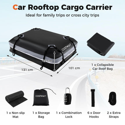 600L Car Roof Box, Waterproof PVC, Anti-Slip Mat, Lock