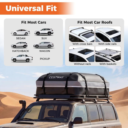 600L Car Roof Box, Waterproof PVC, Anti-Slip Mat, Lock