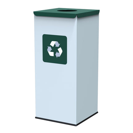 60L Square Recycling Bin – White, Eco-Friendly Steel