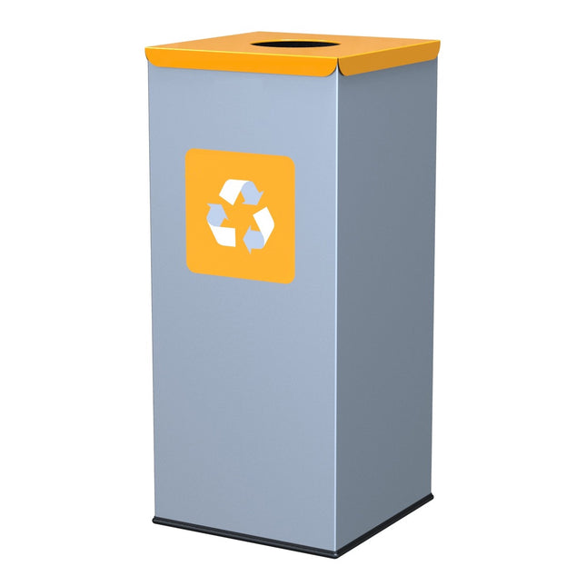 60-litrowy kwadratowy kosz do recyklingu, żółty - Segregacja odpadów