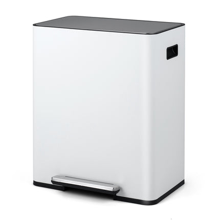 60L Stainless Steel Kitchen Trash Can with Pedal & Dual Bins