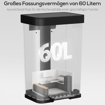 60L Stainless Steel Pedal Bin with Soft-Close Lid