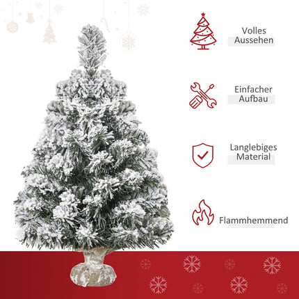 60cm Artificial Christmas Tree with Snow Effect, Indoor Use