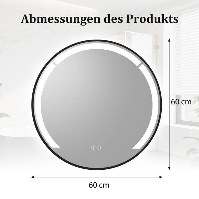 60 cm Round LED Bathroom Mirror with Anti-Fog Feature