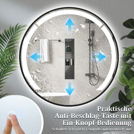 60 cm Round LED Bathroom Mirror with Anti-Fog Feature