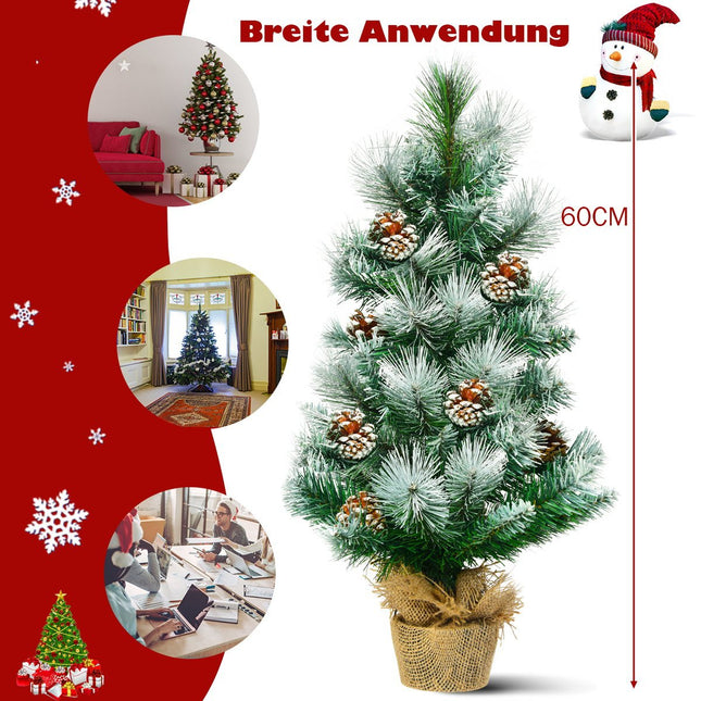 60 cm Snowy Pine Mini Christmas Tree with Pinecones