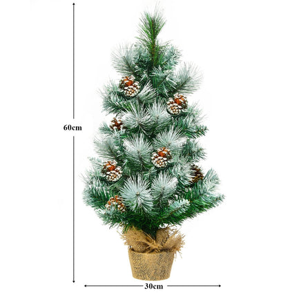 60 cm Snowy Pine Mini Christmas Tree with Pinecones