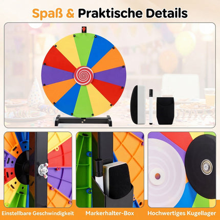 60cm Tabletop Prize Wheel with Stand – 12 Slots, Multi-Color