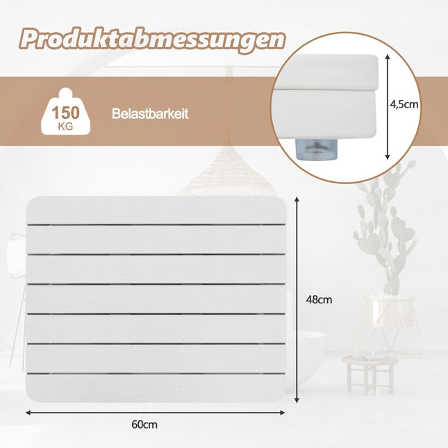 Toiletmat 60 x 48 cm van heupenhoutdesign, badmat, belastbaar tot 150 kg, badmat, corrosiebestendig, roestvrij, duurzaam, wit