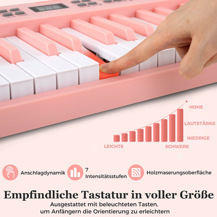 61-Key Foldable Electronic Keyboard with MIDI, Pink
