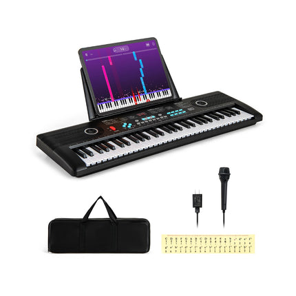 61-Key Pink Keyboard Piano for Beginners with Mic & Case