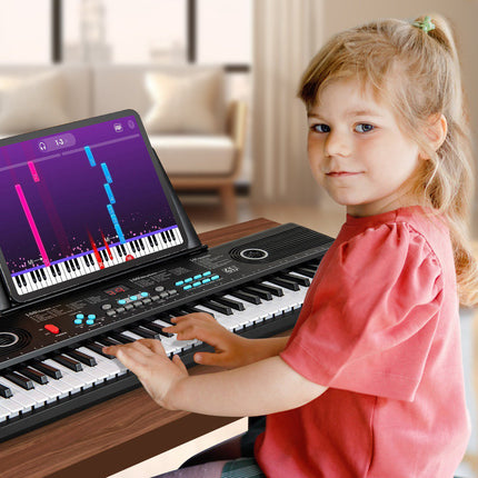 61-Key Pink Keyboard Piano for Beginners with Mic & Case