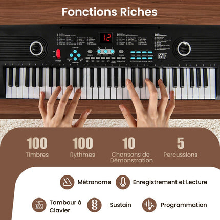 61-Key Pink Keyboard Piano for Beginners with Mic & Case