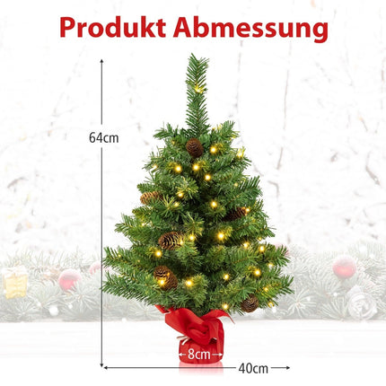 64 cm LED Mini Christmas Tree – 50 Lights, Pinecones
