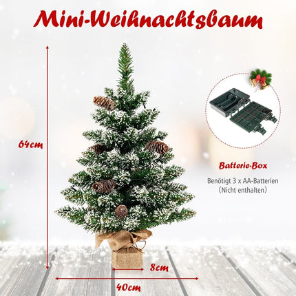64 cm Snow-Flocked Mini Christmas Tree with LED Lights