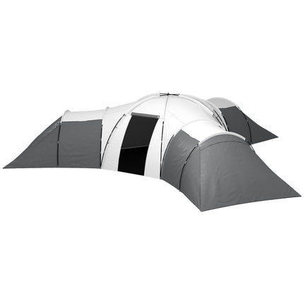 6-9 person tunnel camping tent, 3 bedrooms, grey
