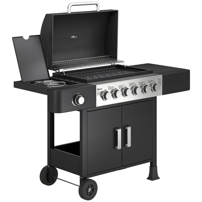 6-Burner Stainless Steel Gas Grill with Side Burner