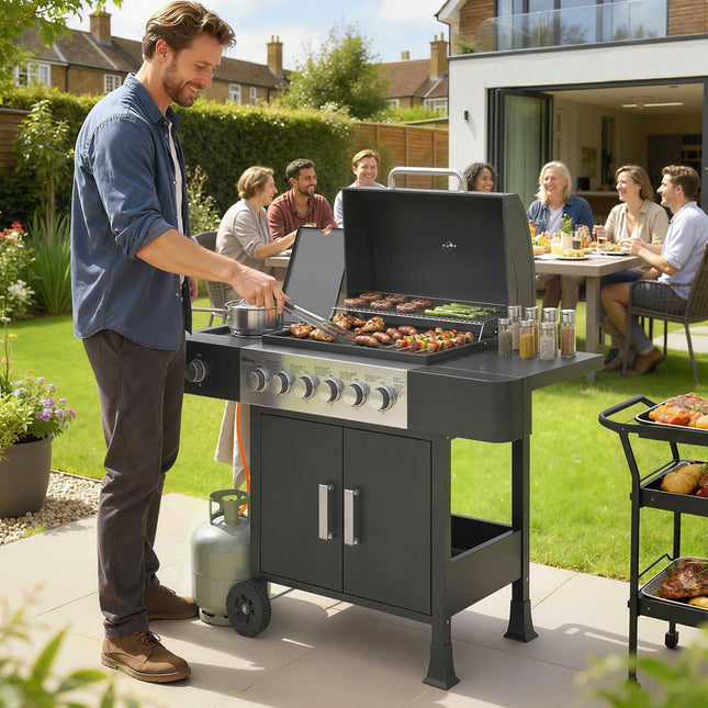 6-Burner Stainless Steel Gas Grill with Side Burner
