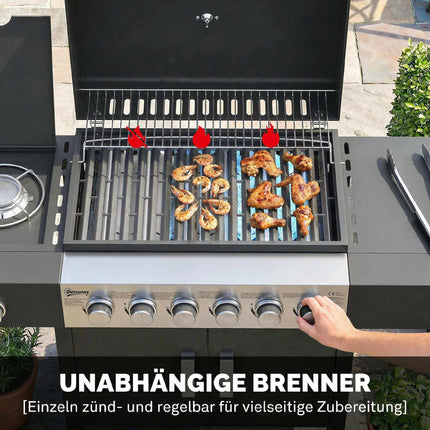 6-Burner Stainless Steel Gas Grill with Side Burner