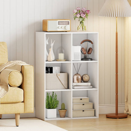 6-Cube White Wooden Bookcase with Anti-Tipping Kit
