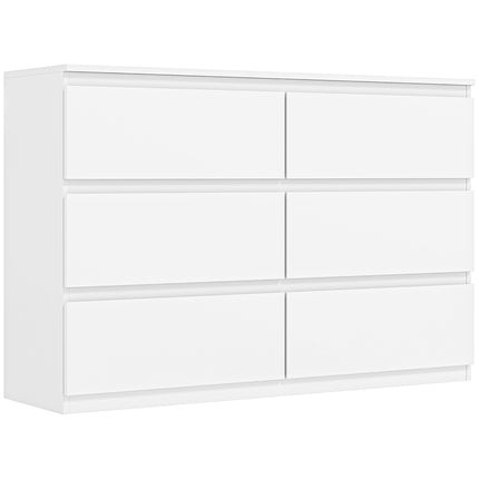 6-Drawer Dresser, White Chest of Drawers 112 x 34 x 75 cm